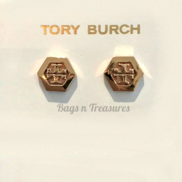 Authentic Tory Burch Stud Logo Earrings in Gold - Picture 4 of 4